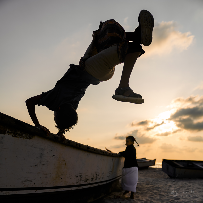 Sunset silhouette at beach