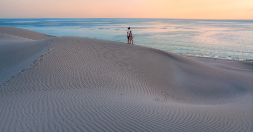 Arher sand dunes at sunset